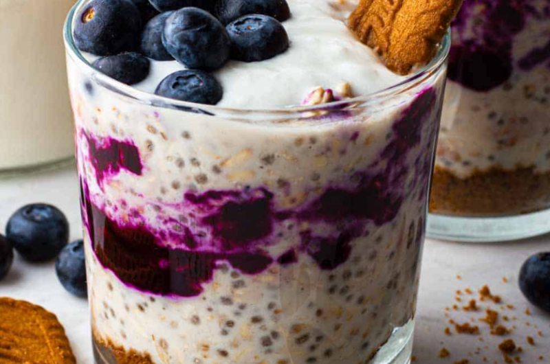 Overnight blueberry cheesecake
