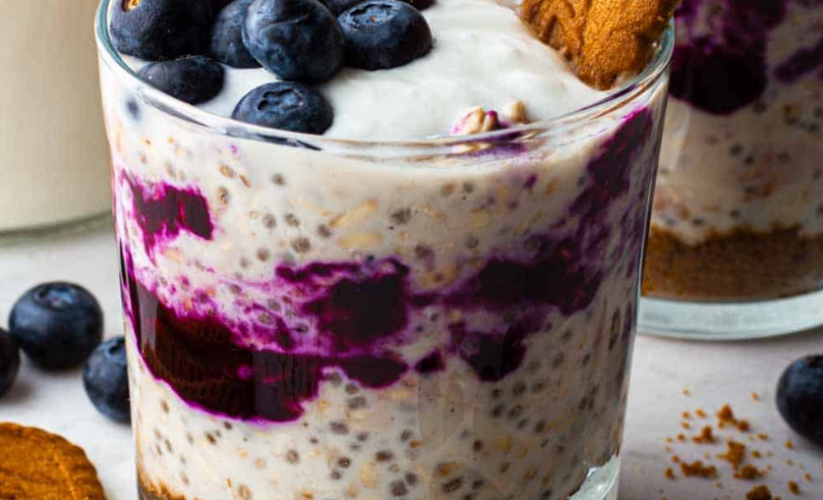 Overnight blueberry cheesecake