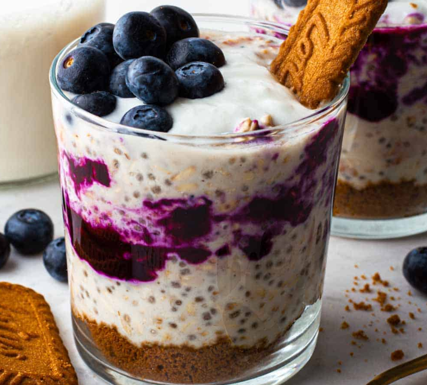 Overnight blueberry cheesecake